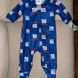 NFL New York Giants Blue Logo Footed One-Piece